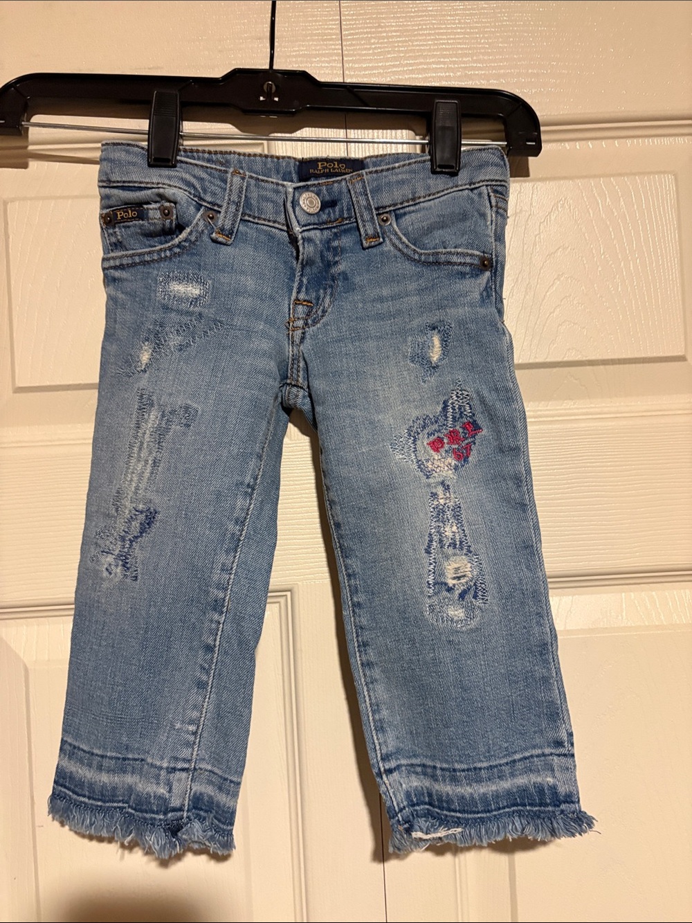 Polo by Ralph Lauren Light Blue Distressed Girls' Jeans with Heart Patch